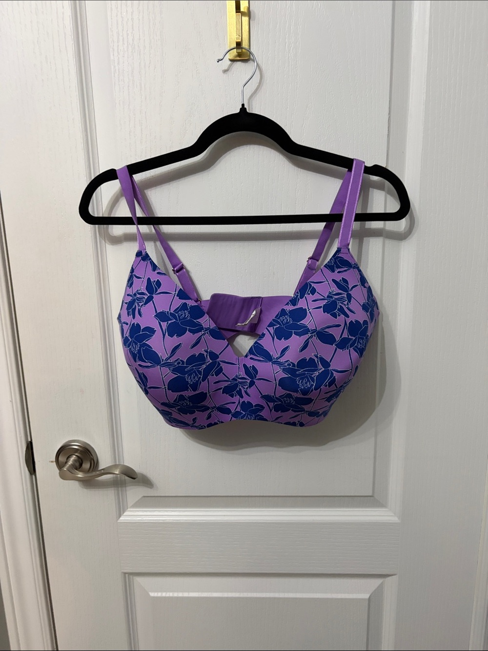 Knix .Women's Floral Purple Bra with Blue Print